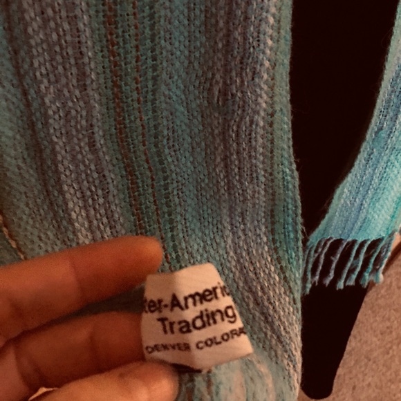 Alpaca Scarf in Teal, mint green, grey and brown - Picture 5 of 10